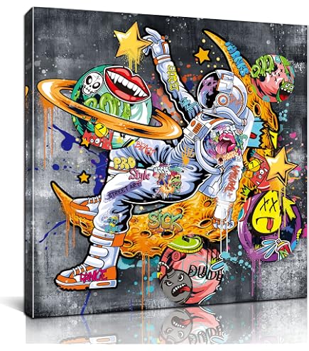 Amazon.com: Banksy Monkey Astronaut Wall Art Pop Culture Graffiti